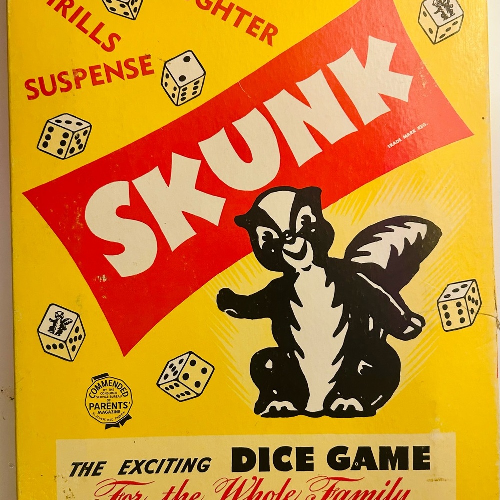 1953 Rare/Vintage Skunk Dice Game - Yellow